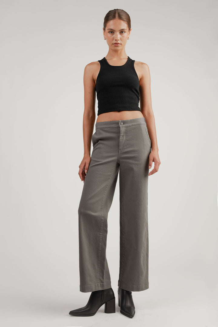 CROPPED RIBBED TANK in Black — alternate angle