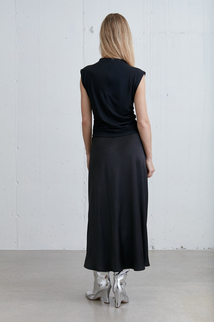 SLEEVELESS MOCKNECK TOP in Black — alternate angle