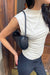 Sleeveless mockneck top in pelican — main image