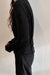 Sheer crewneck long sleeve top in black — main image