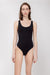 Scoop neckline bodysuit in black — main image