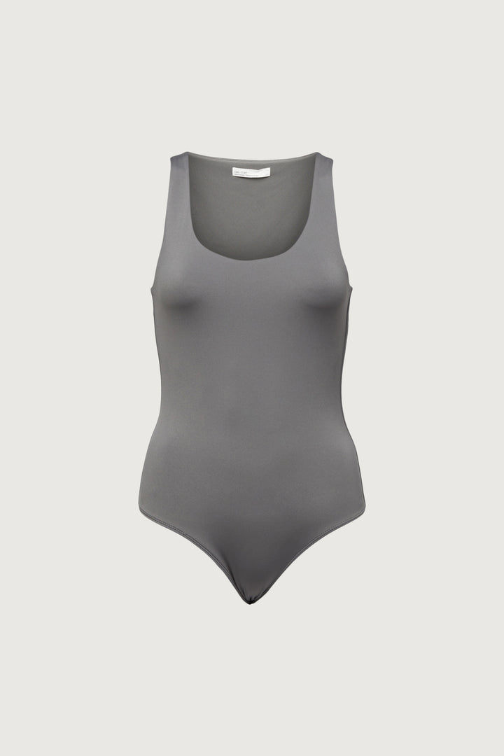 SCOOP NECKLINE BODYSUIT in GARGOYLE — alternate angle
