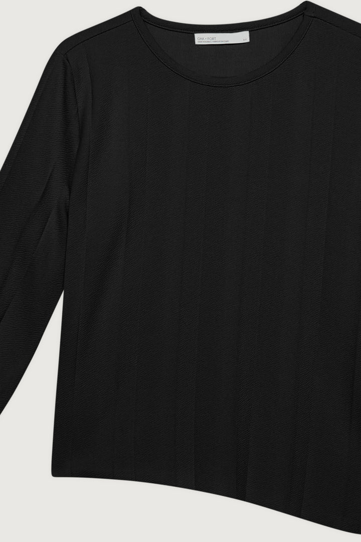 WIDE RIBBED TOP in Black — alternate angle