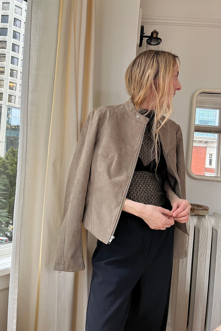 SLEEVELESS DOTTED MESH TOP in Black — alternate angle