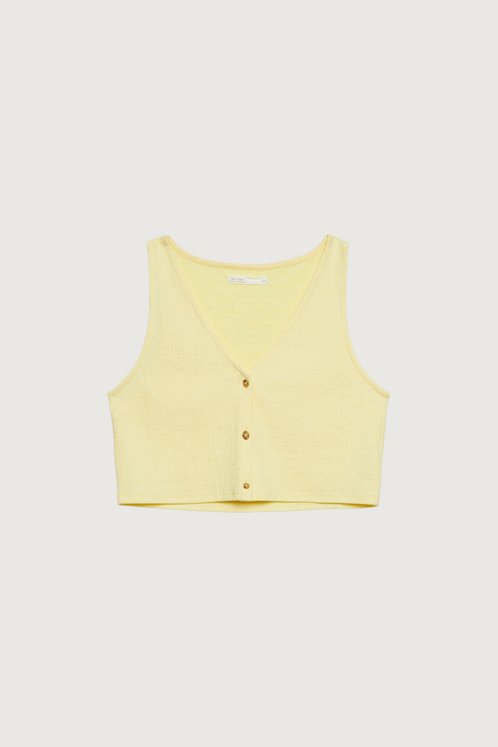 BUTTON FRONT TANK in Flan — alternate angle