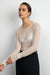 Sheer mesh ruched long sleeve top in cream — main image
