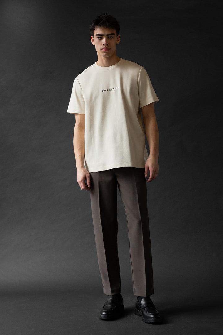 SUNDAY HEAVYWEIGHT CREWNECK T-SHIRT in Birch — alternate angle