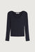 Scoop neck long sleeve top in black — main image