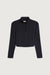 Cropped quarter zip long sleeve top in black — main image