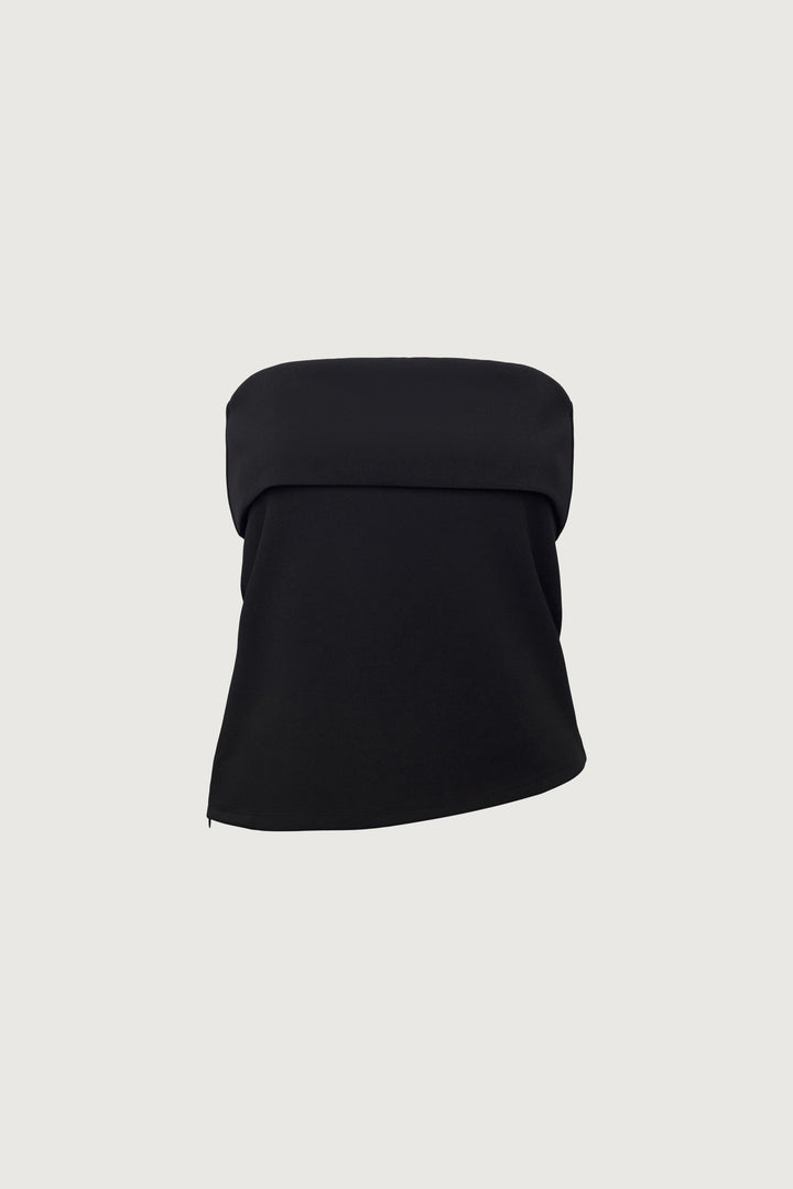 TUBE TOP WITH FOLD-OVER DETAIL in Black — alternate angle