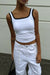 Contrast trim cropped tank in ivory — main image