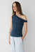 Asymmetric off the shoulder tank in midnight navy — main image