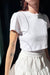 Organic cotton cropped tee with stitching in white — main image