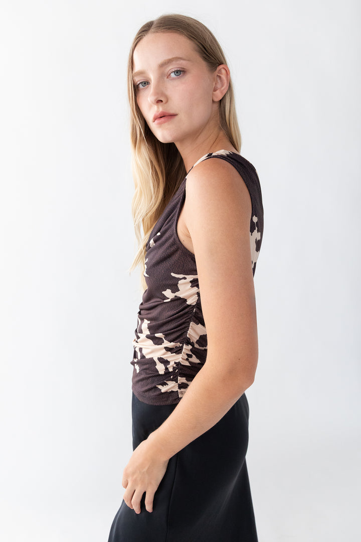 COWL NECK TANK TOP in Cow Print — alternate angle