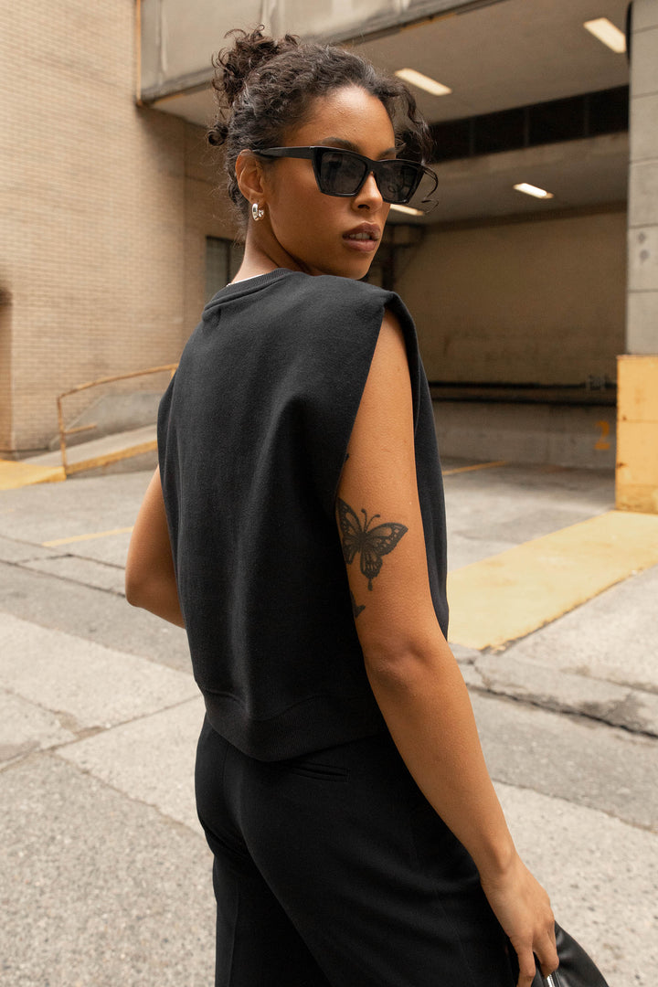 STRUCTURED SHOULDER TANK in Black — alternate angle