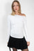 Long sleeve off the shoulder top in white — main image