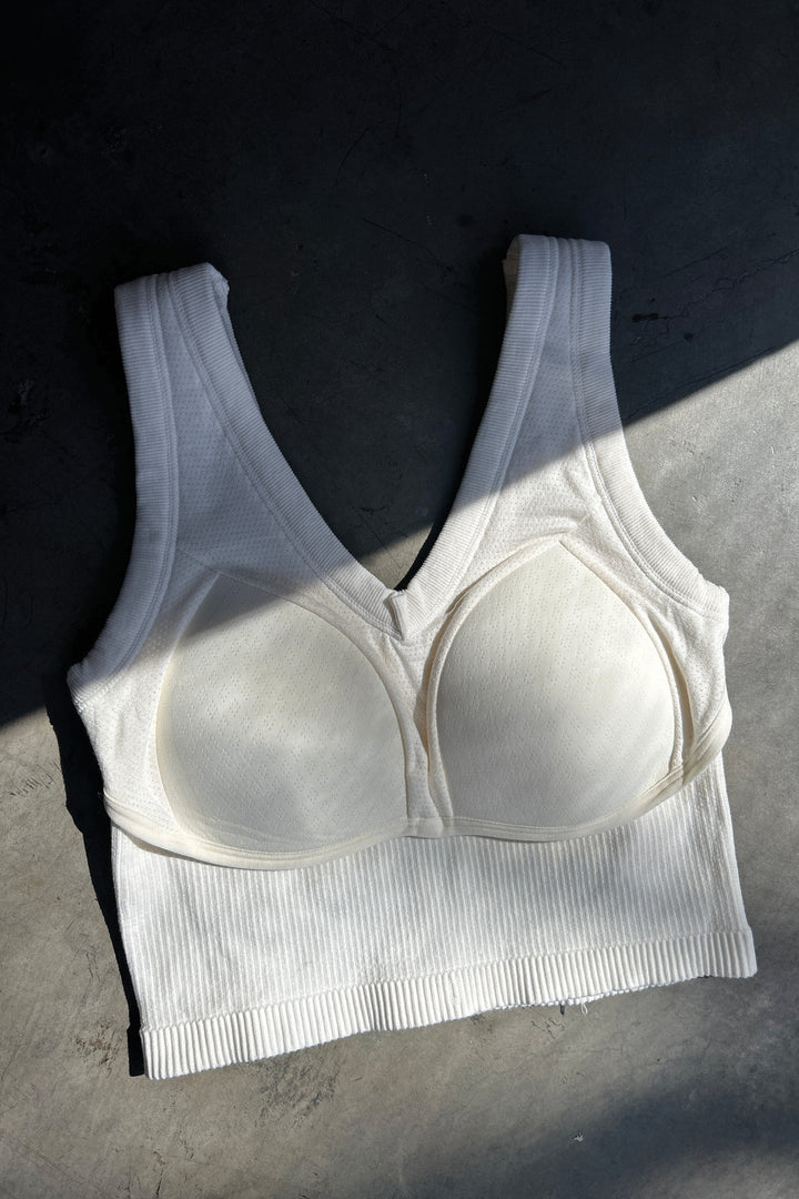 BUILT-IN BRA TANK TOP in White — alternate angle