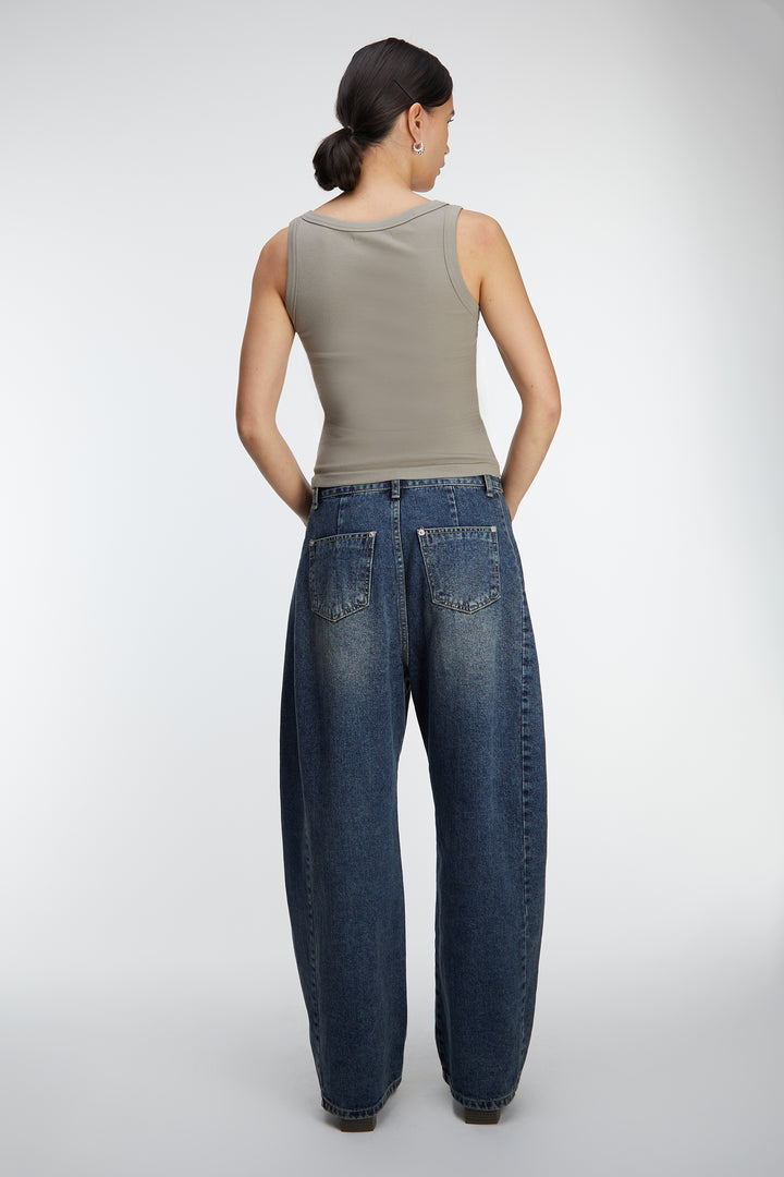 RIBBED MODAL SCOOP NECK TANK TOP in Brindle — alternate angle