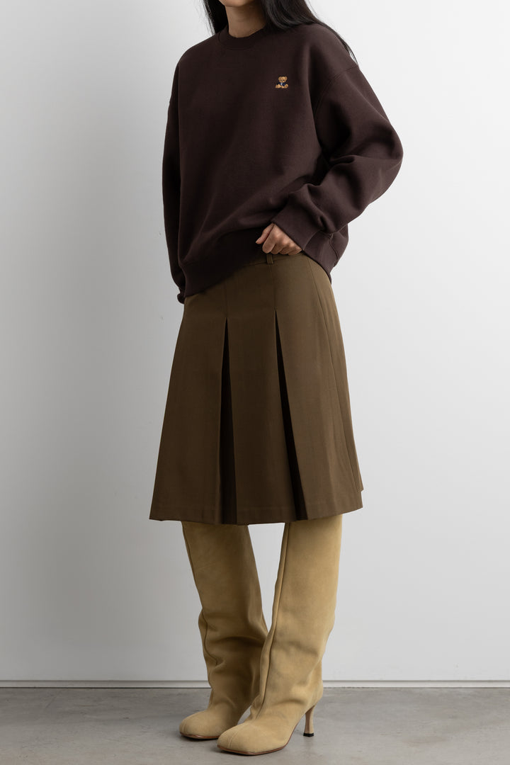 FLEECE STUDIO EMBROIDERED SWEATSHIRT in Coffee Bean — alternate angle