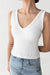 Ribbed built-in bra top in white — main image