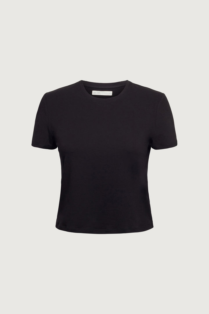 COTTON MODAL SLIM FIT CREWNECK T-SHIRT in Black — alternate angle