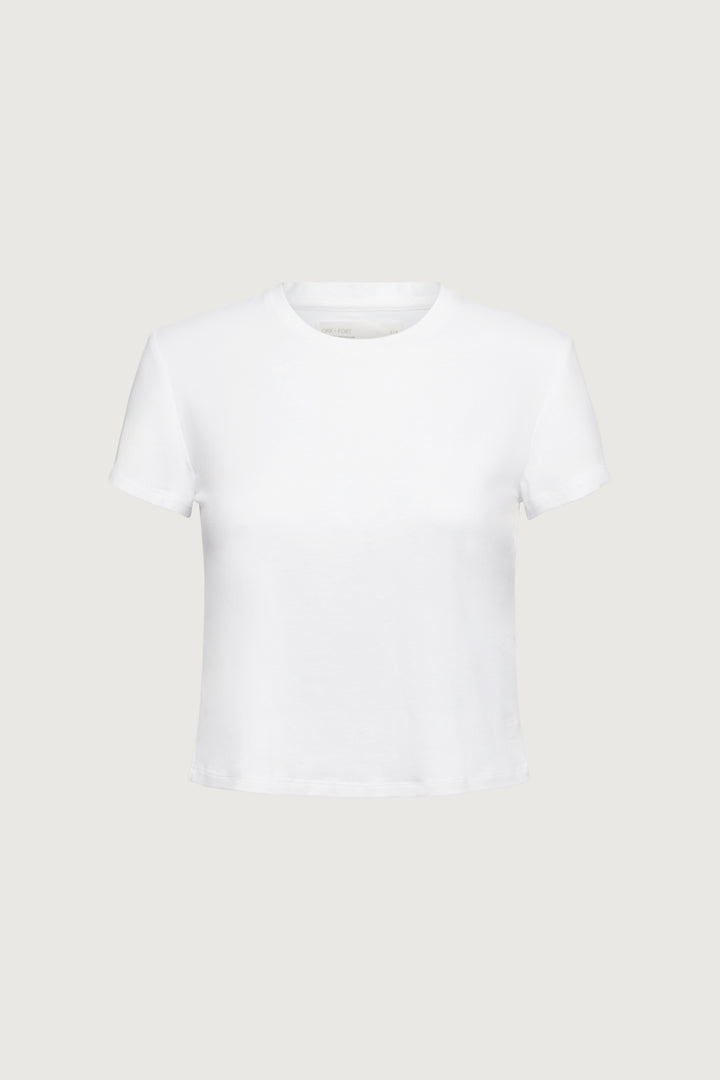COTTON MODAL SLIM FIT CREWNECK T-SHIRT in White — alternate angle