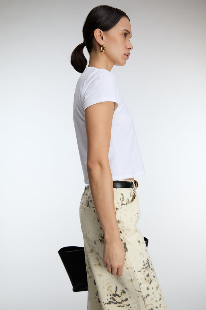 COTTON MODAL SLIM FIT CREWNECK T-SHIRT in White — alternate angle