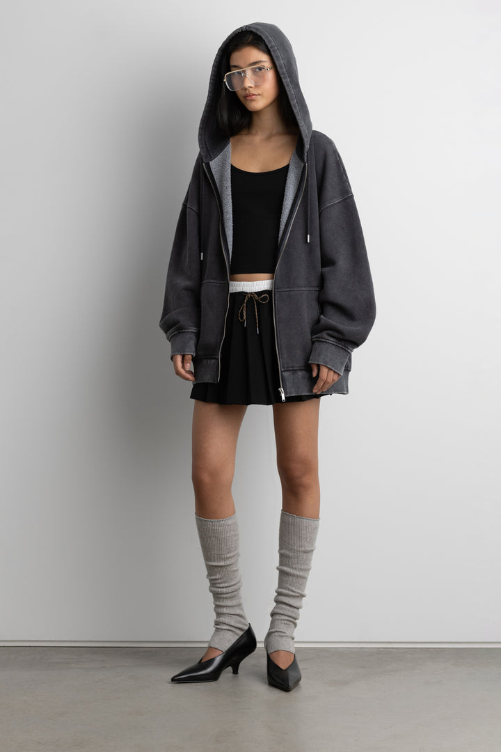 FLEECE STUDIO ZIP-UP HOODIE in GD Grey — alternate angle