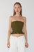 Smocked tube top in dark olive — main image