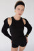 Ribbed high neck tank top in black — main image