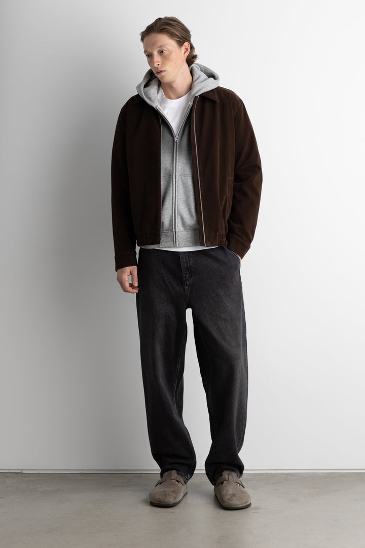 OVERSIZED BOXY OMBRE EFFECT ZIP UP HOODIE in Medium Heather Grey — alternate angle