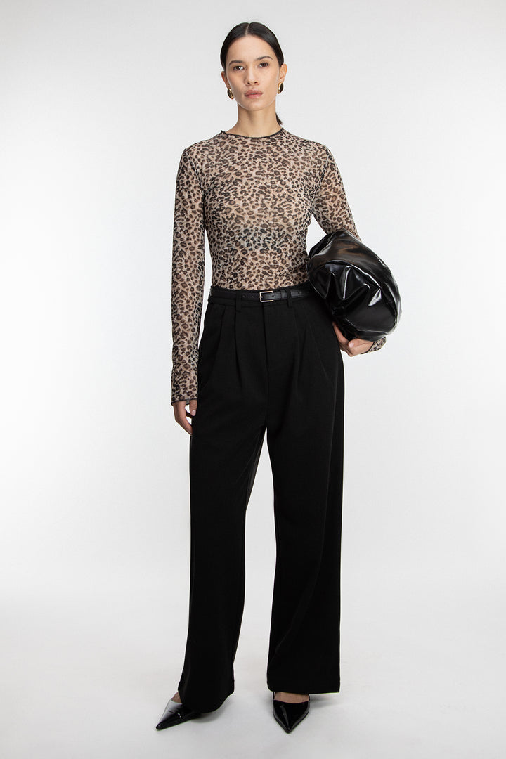 SHEER LEOPARD PRINT TOP in Brown Print — alternate angle