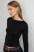 Boat neck long sleeve top in black — main image