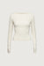 Boat neck long sleeve top in cream — main image