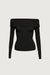 Off the shoulder fold-over top in black — main image