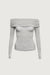 Off the shoulder fold-over top in gray — main image
