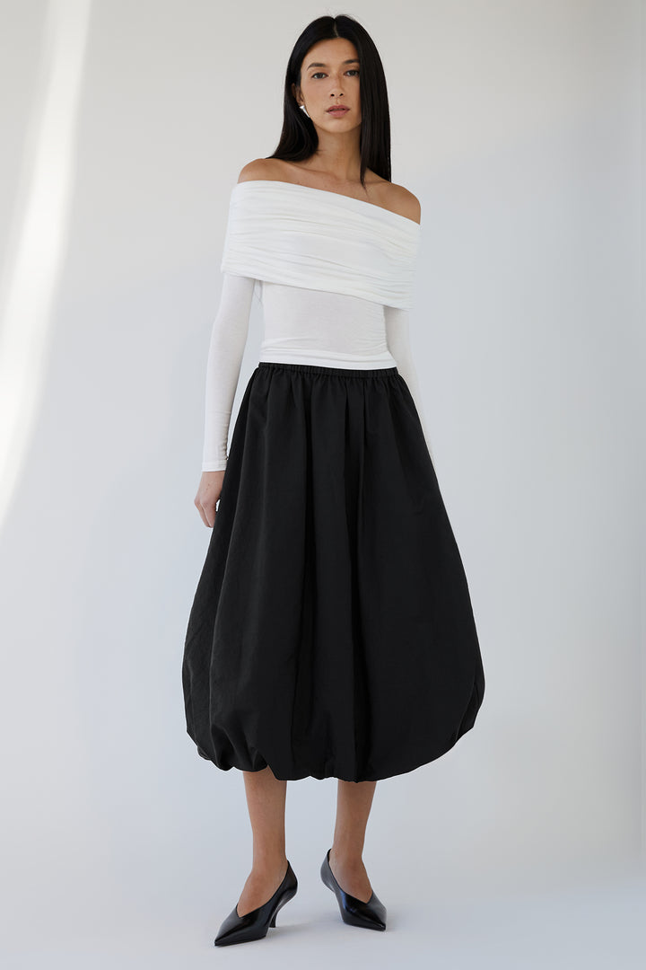 OFF THE SHOULDER FOLD-OVER TOP in Ivory — alternate angle