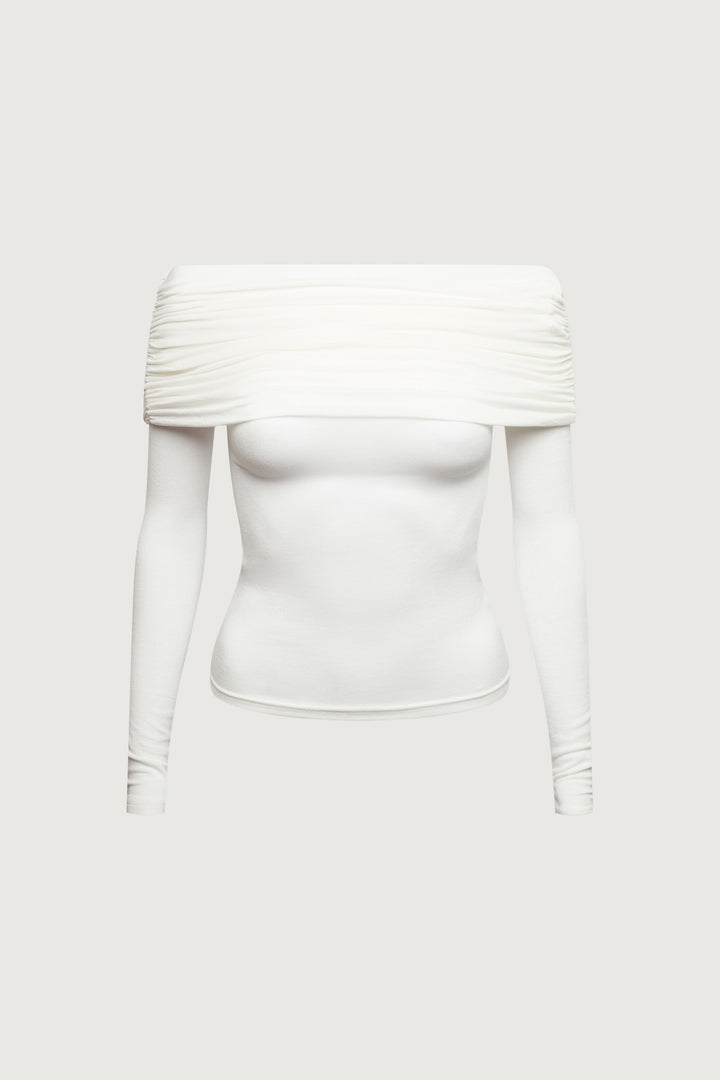 OFF THE SHOULDER FOLD-OVER TOP in Ivory — alternate angle