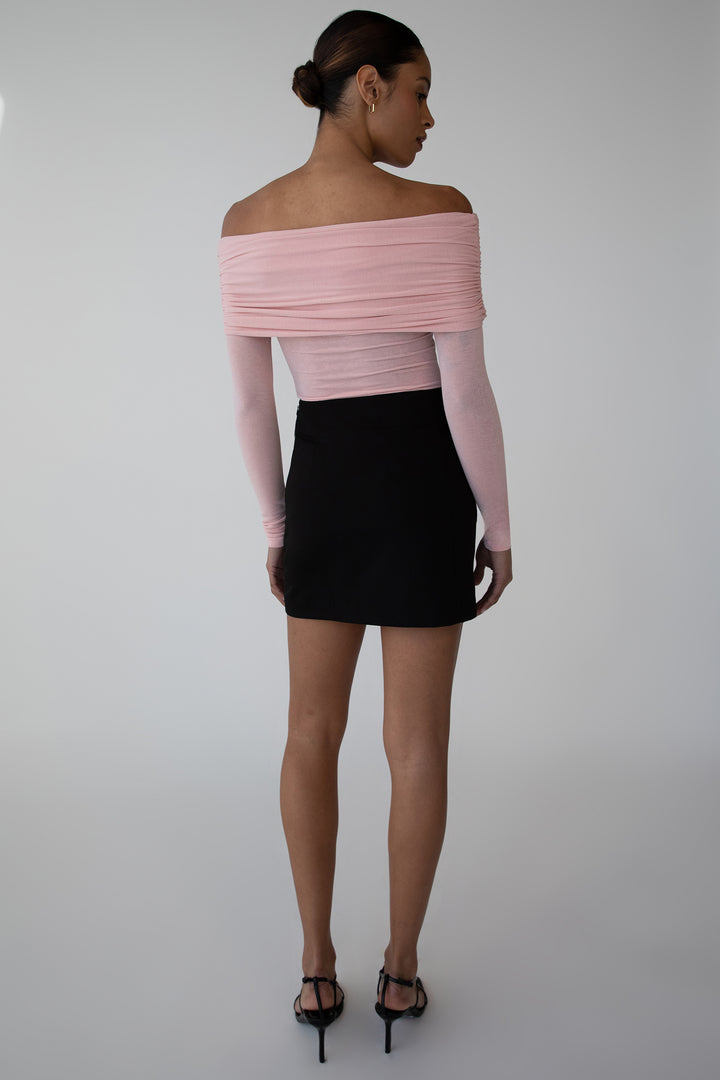OFF THE SHOULDER FOLD-OVER TOP in Pink — alternate angle