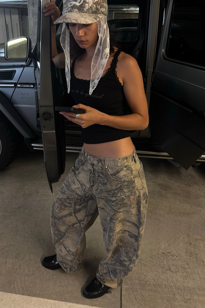 SPOILED LACE TRIM TANK TOP in Black — alternate angle