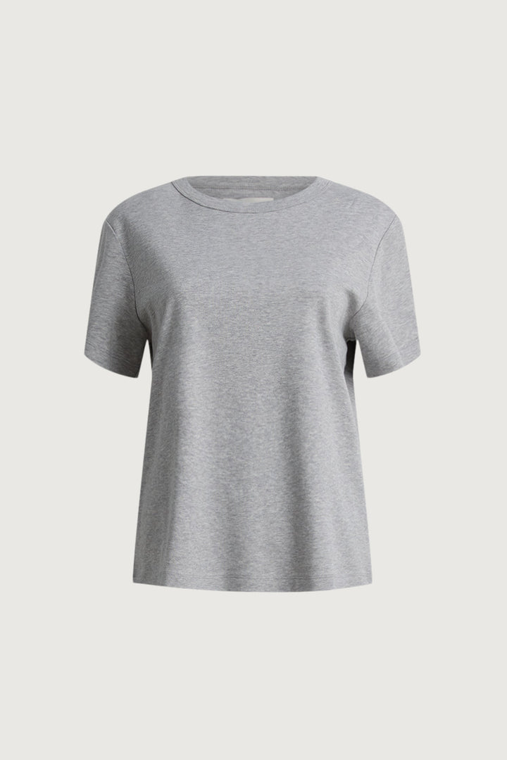 100% COTTON RELAXED FIT T-SHIRT in Medium Heather Grey — alternate angle