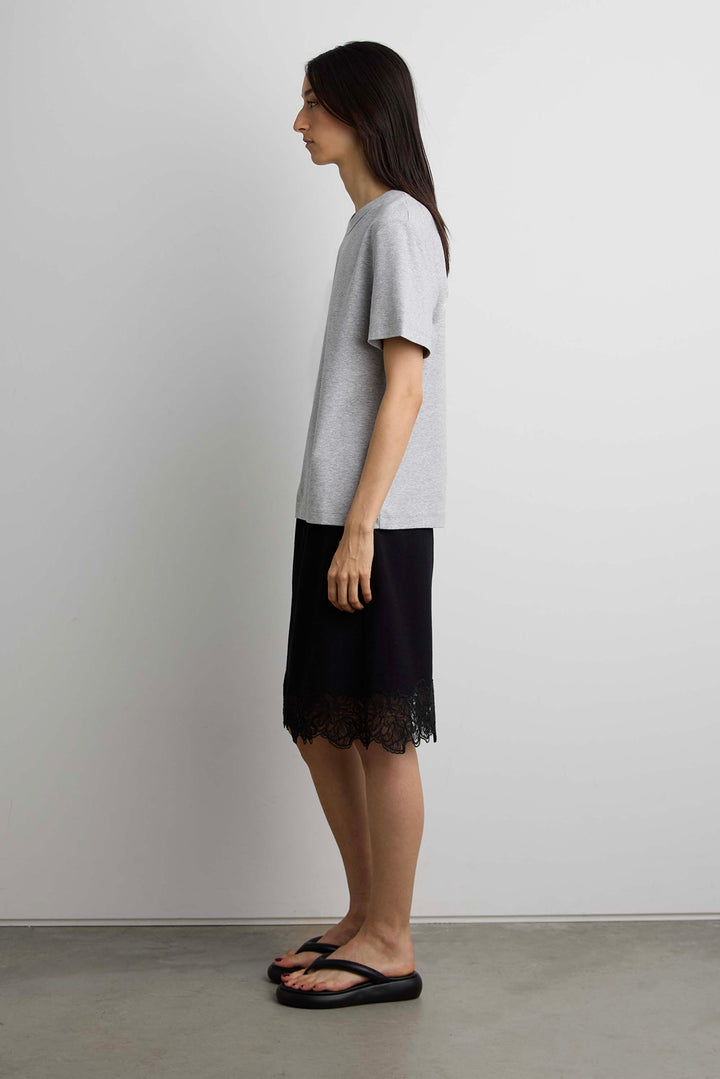 100% COTTON RELAXED FIT T-SHIRT in Medium Heather Grey — alternate angle