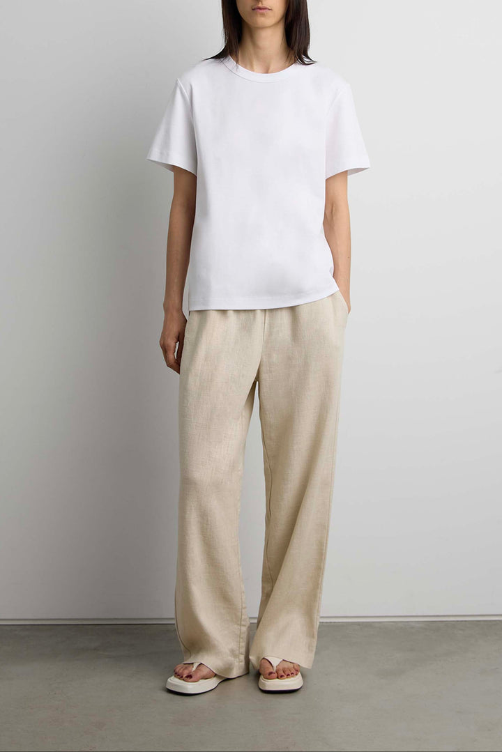 100% COTTON RELAXED FIT T-SHIRT in White — alternate angle