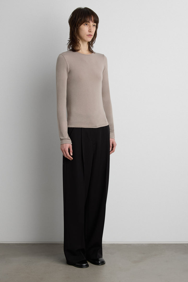 SOFT CLASSIC LONG SLEEVE TOP in Brindle — alternate angle