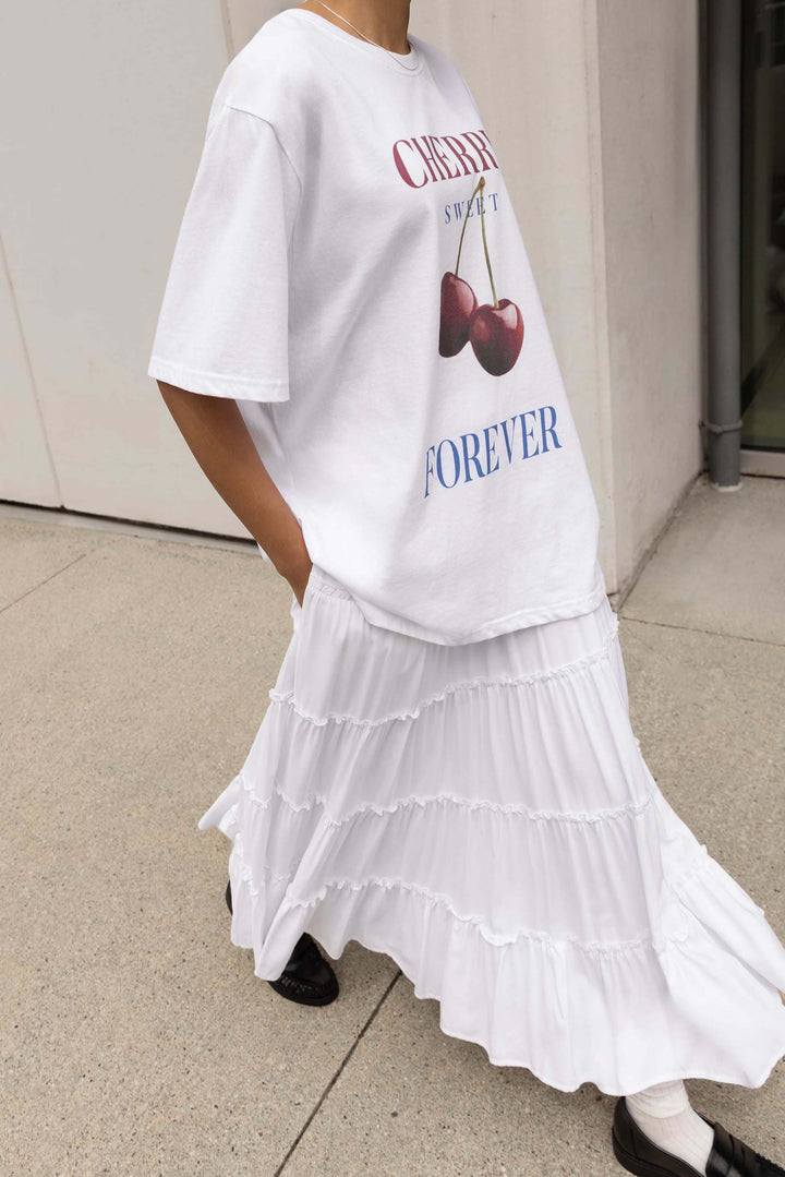 SWEET CHERRY GRAPHIC T-SHIRT in White — alternate angle