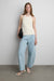 Halter open back tank top in cream — main image