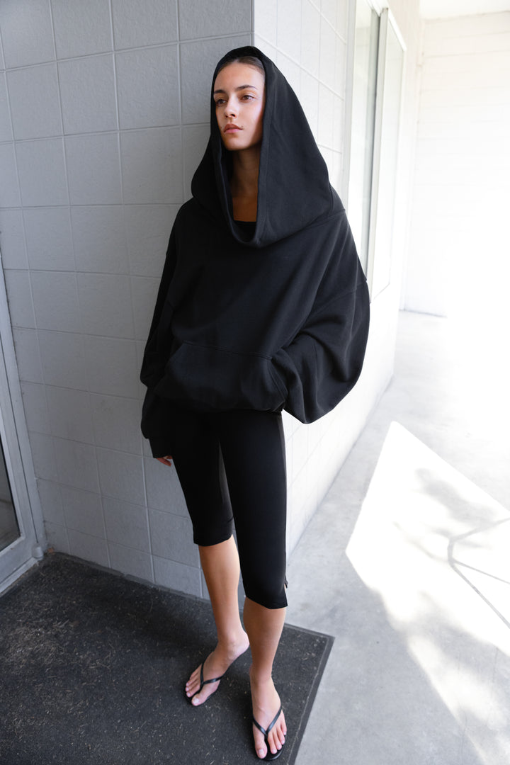 SLOUCHY OVERSIZED HOODIE in Black — alternate angle