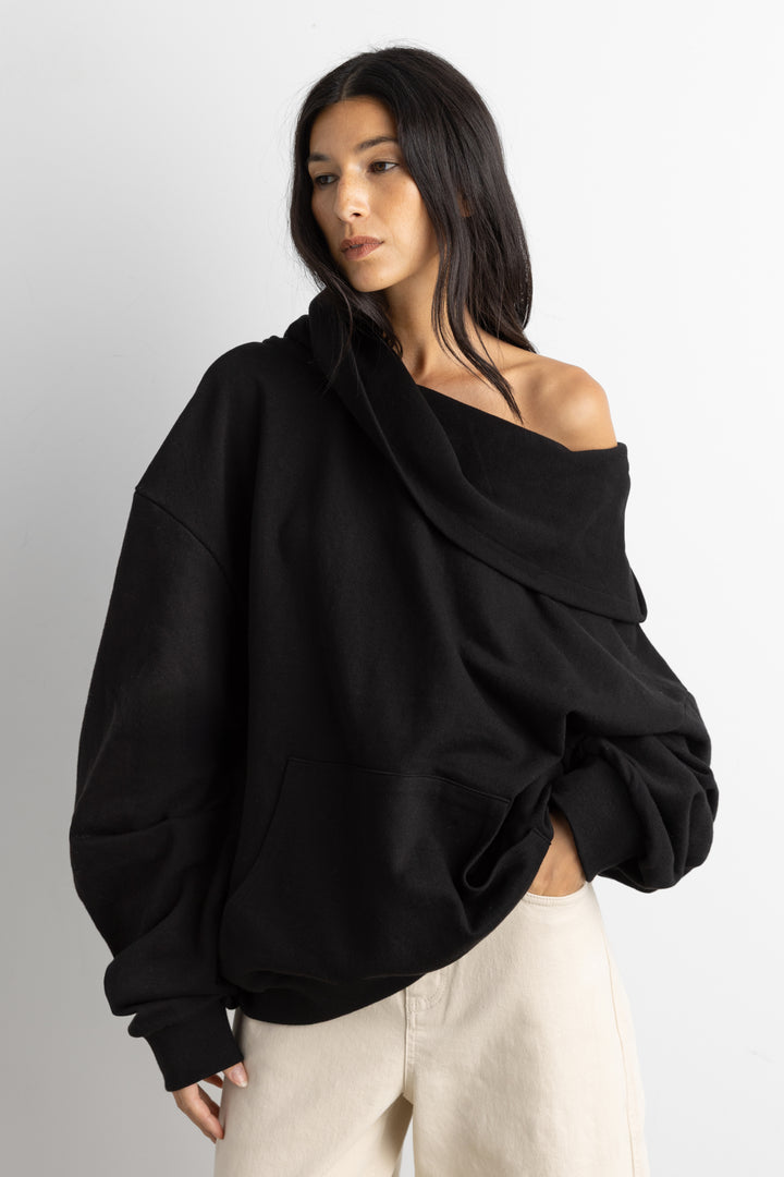 SLOUCHY OVERSIZED HOODIE in Black — alternate angle