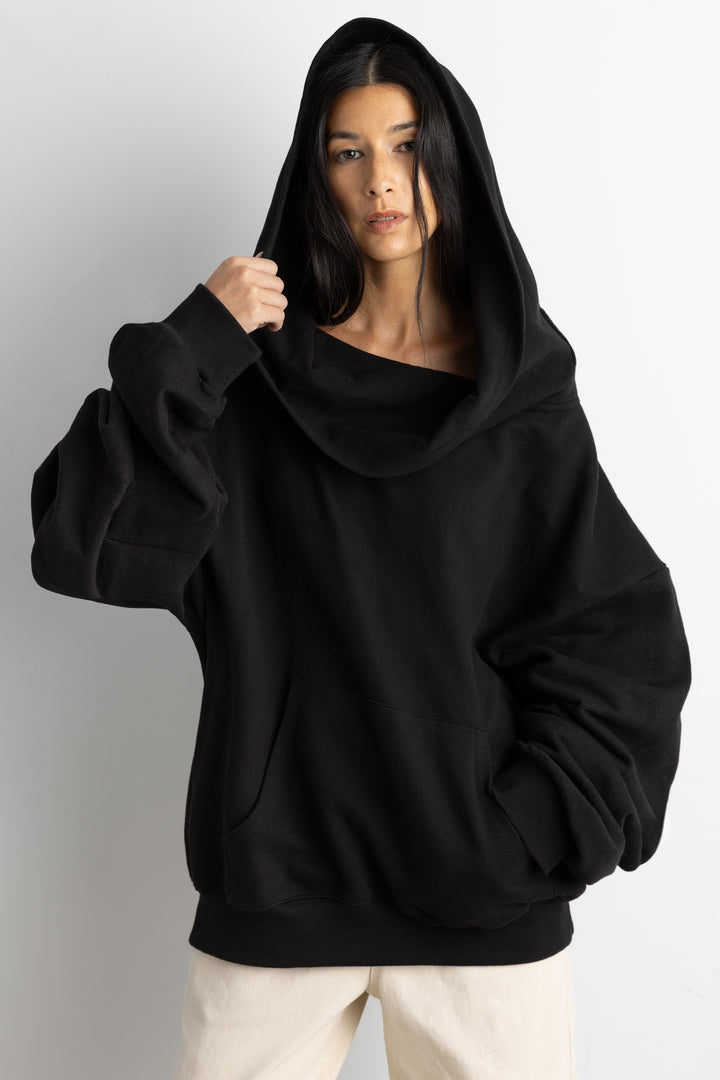 SLOUCHY OVERSIZED HOODIE in Black — alternate angle