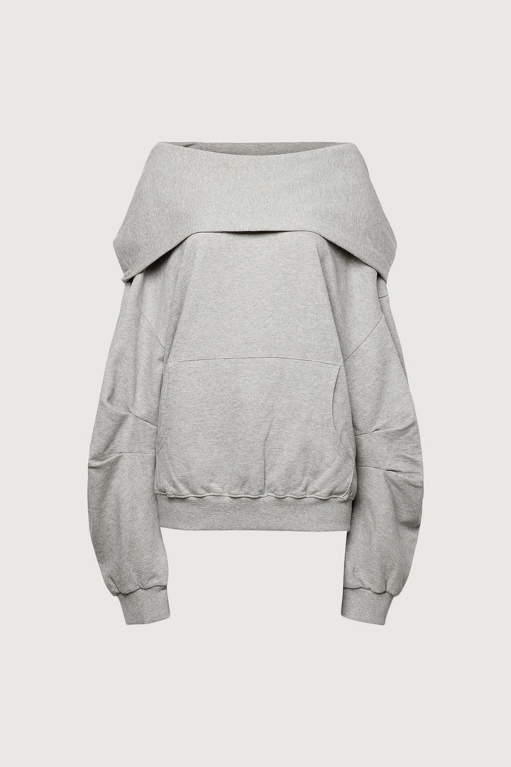 SLOUCHY OVERSIZED HOODIE in Medium Heather Grey — alternate angle